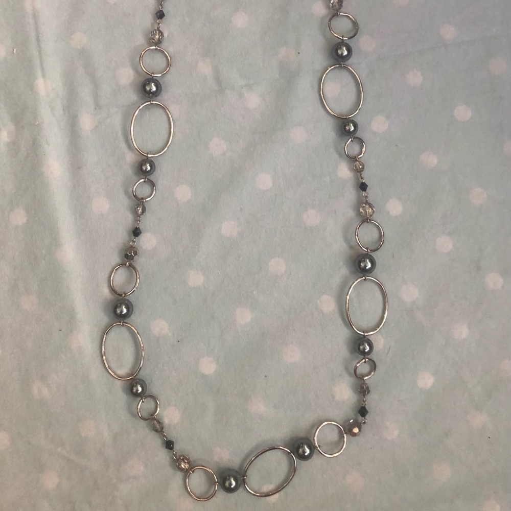 Long bead and silver chain Lia Sophia necklace